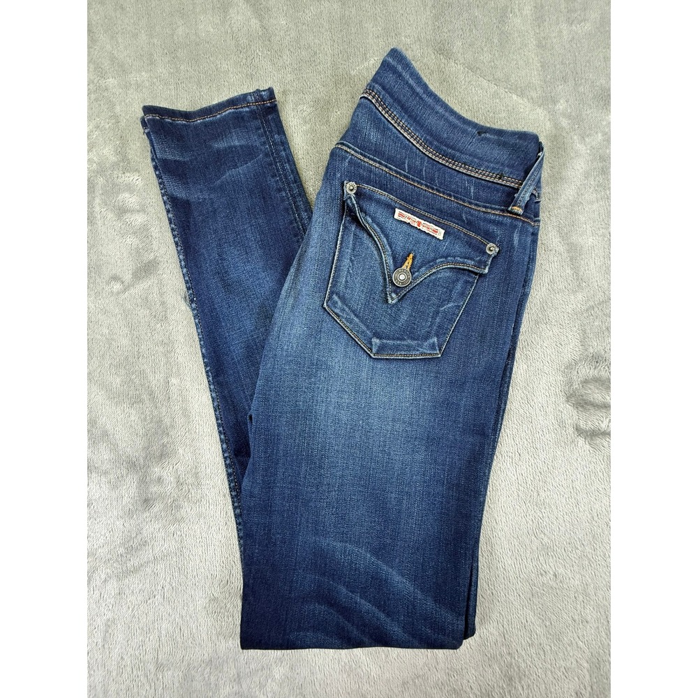 Hudson Collin Midrise Skinny Jeans 28 Dark Wash Blue Flap Pocket WM422DED USA